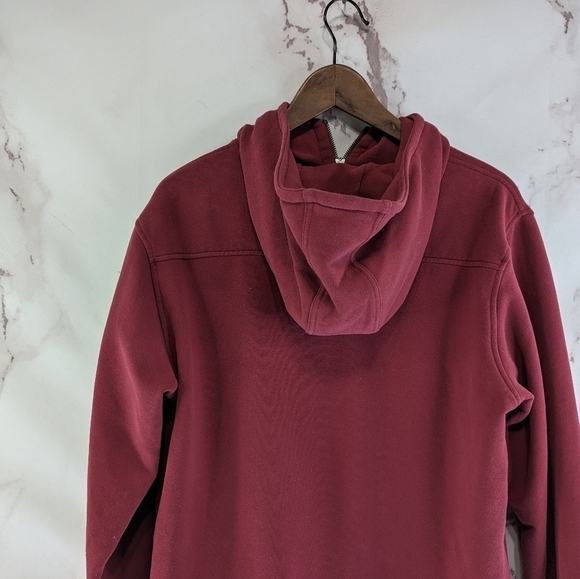 Athleta Sweatshirt Womens Small Red Retroplush Hoodie Decadent Tunic Quarter Zip - Picture 7 of 12